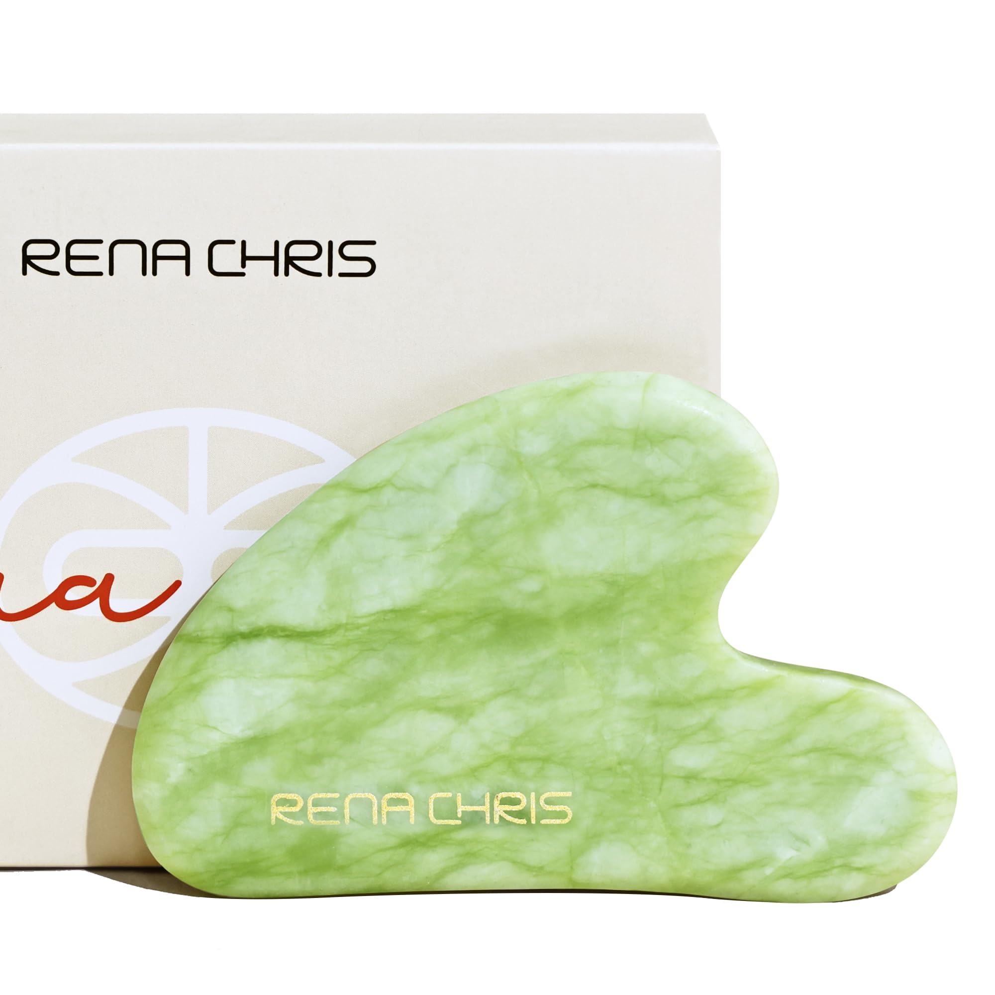Jade Gua Sha tool in use on cheekbone – reduces puffiness and defines contours – Lumira Beauty Co.
