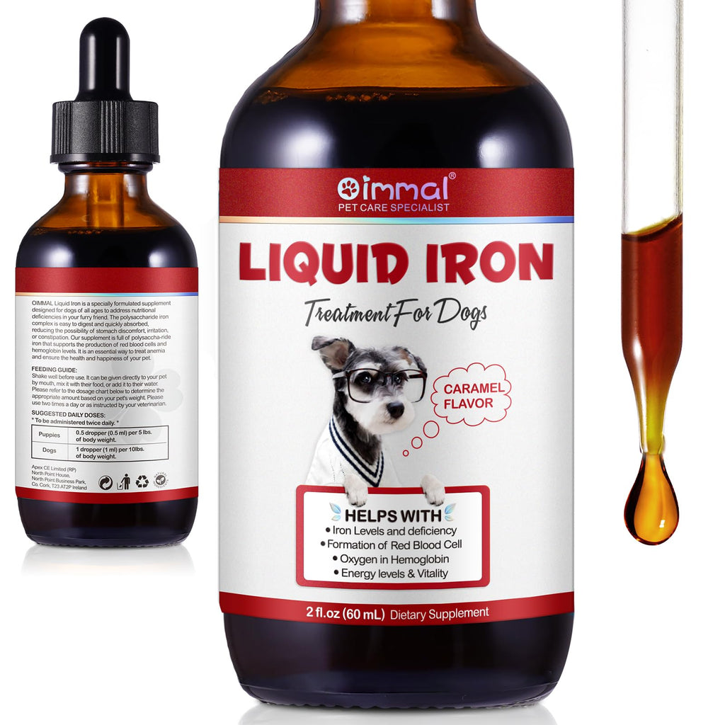 Iron Supplements for Dogs Liquid Iron for Dogs with Folate and B12 Supports Anemia Supplement for Anemia in Dogs Promotes Blood Health 2 oz