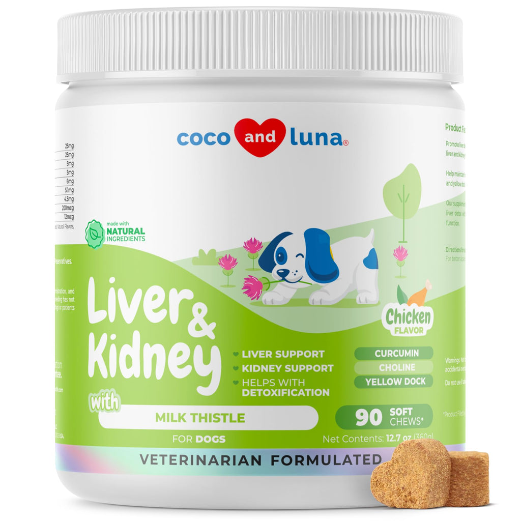 Milk Thistle for Dogs - 90 Soft Chews - Liver and Kidney Support for Dogs - Hepatic Support with EPA & DHA - Detox for Dogs - Liver Supplement for Dogs with Choline and L-Arginine.