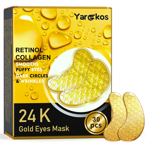 Gold eye patches applied under eyes – reduces dark circles and puffiness in 20 minutes – Lumira Beauty Co.
