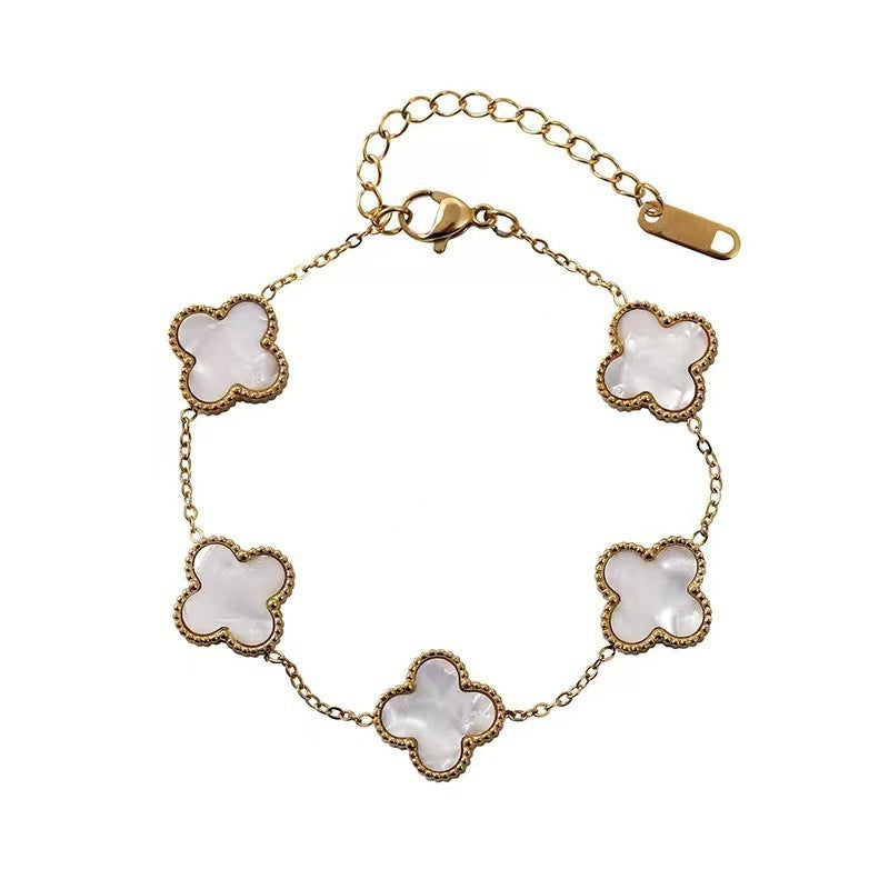 High-End Four Leaf Clover Bracelet in Titanium Steel