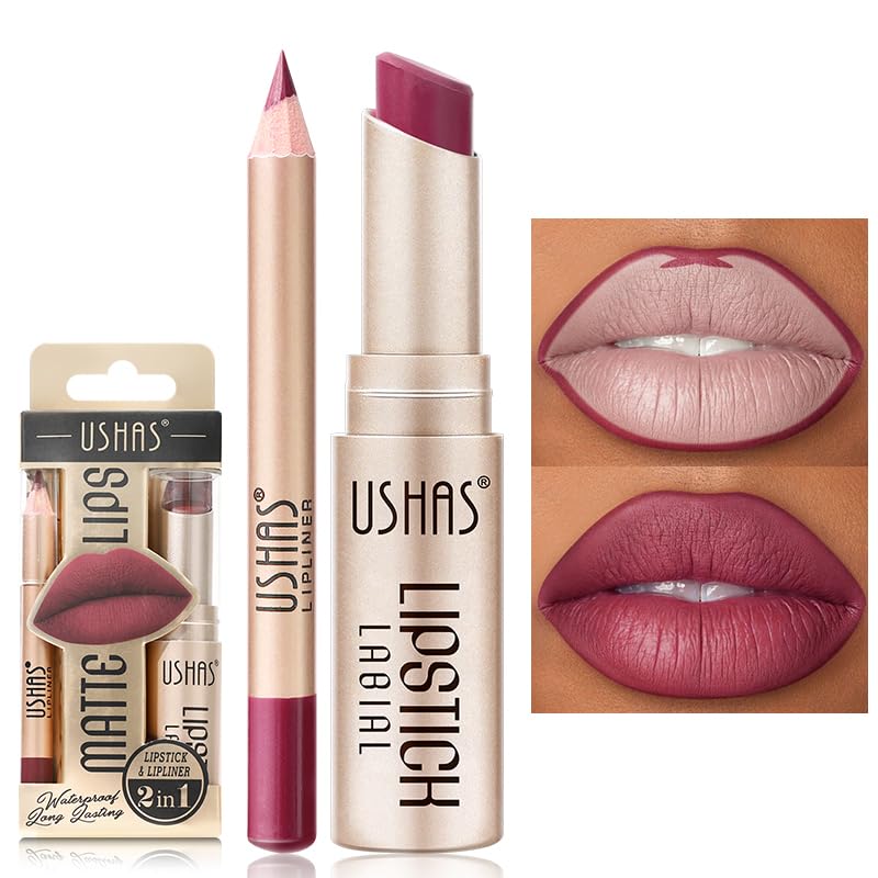 2-in-1 Matte Lipstick and Lip Liner Combo – long-lasting waterproof vegan formula – Lumira Beauty Co.